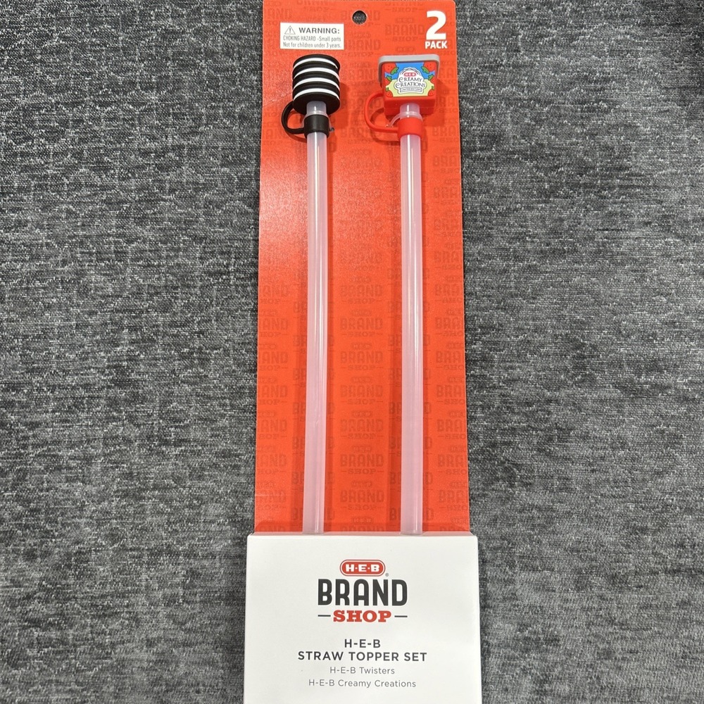 New HEB Brand Shop Straw Topper Set H-E-B Twisters and Creamy Creations